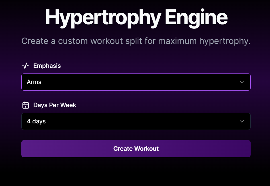 Rapid Muscle Hypertrophy Workout Generator